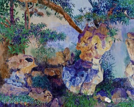 周春芽《奇石》，布面油画，200×250cm，2015年