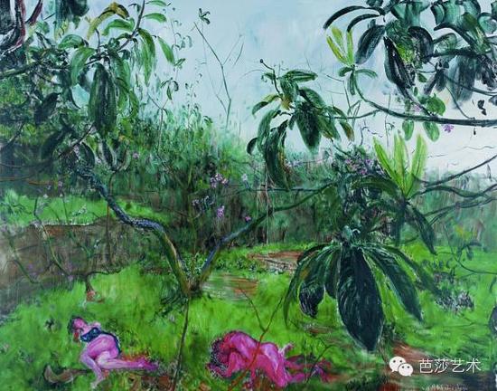 周春芽《枇杷树》，布上油画，200×250cm，2008年