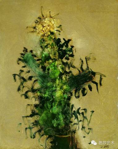 周春芽《瓶花》，布面油画，100×80cm，1993年