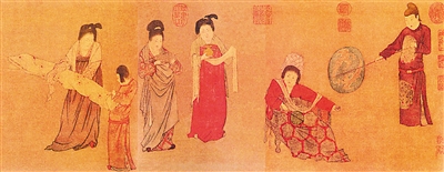 纨扇仕女图(局部)周昉(唐)(现藏于故宫博物院)