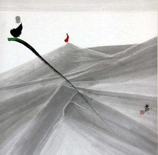万境静观 纸本水墨 80×80cm 2012年 作者:田旭桐