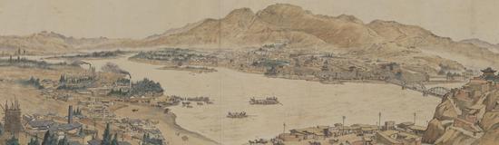 李震坚、金浪 国画 兰州新风景 卷 39.7×646.2cm 1954年 中国美术馆藏