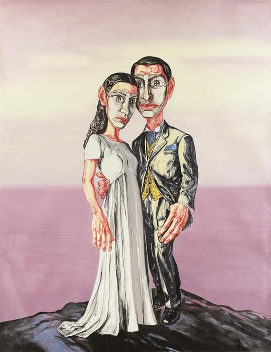 曾梵志 A系列之三·婚礼 布面油画 225x290cm 2001