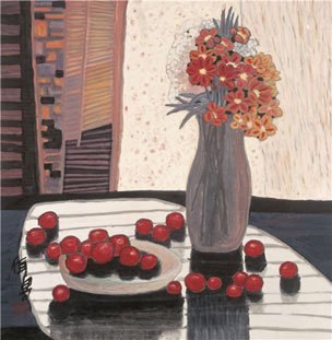 杨佴旻《花与果》 69×67cm 2010 纸本设色