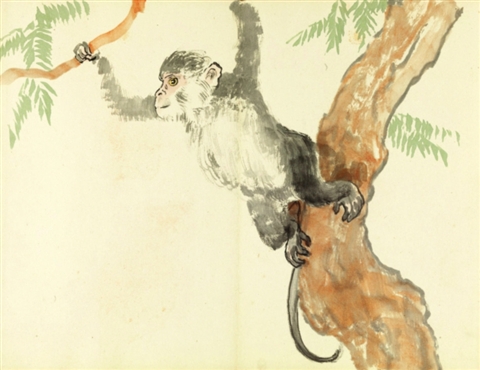 现代 徐悲鸿《十二生肖猴》