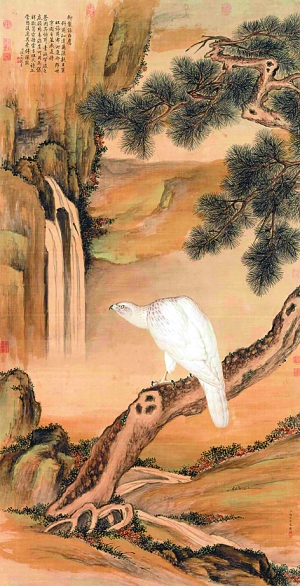台北故宫藏清郎世宁画《白鹰轴》