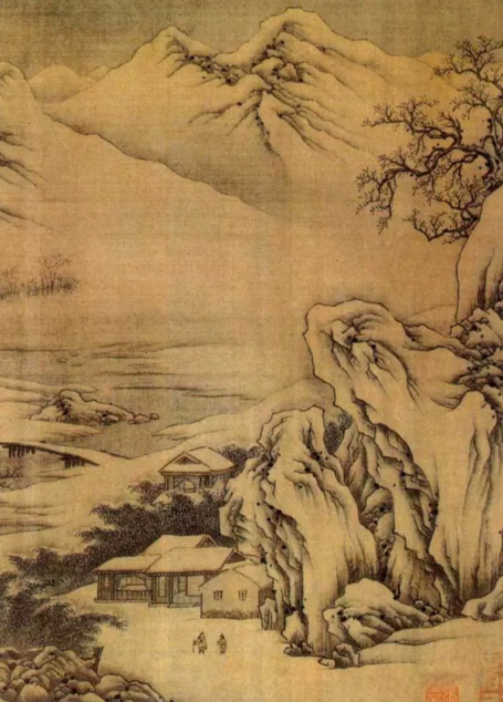 王维的水墨画风,几乎影响着中唐以后的山水画发展的历史。苏轼的“诗中有画,画中有诗”的赞语,奠定了王维在中国绘画史上的地位。 ▲唐 王维《江干雪霁图卷》