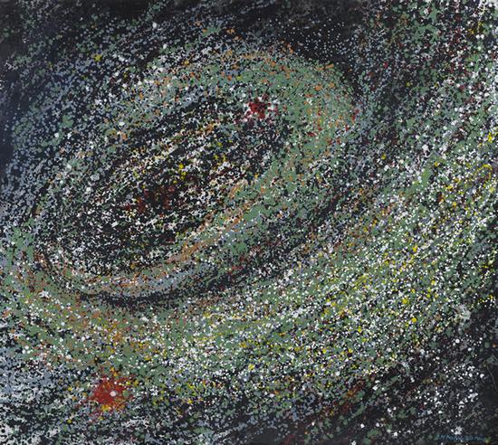 跳跃星门之四180×200cm  布面综合材料2015年