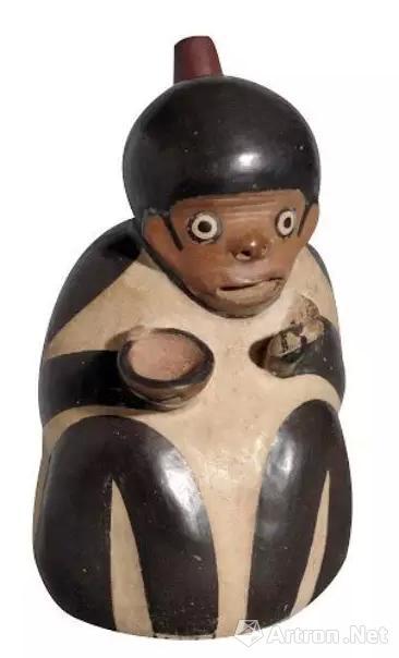 印度国家博物馆藏坐式猴形陶罐300 - 650年