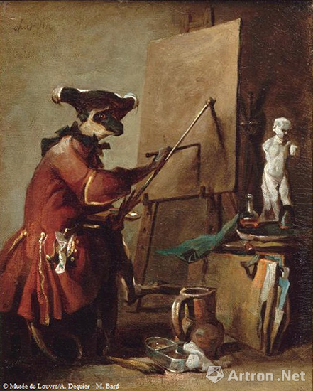 巴黎卢浮宫Jean-Siméon CHARDIN 创作于1793年的《猴子画家》