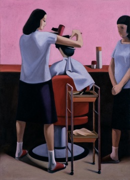 耿建翌《85年夏季第一个进入美容厅的女人》184.5×134.5cm,1992年由艺术家复制。
香港保利2015秋季拍卖会《中国及亚洲现当代艺术专场》LOT212,图录名称为《耿建翌1986年作理发》