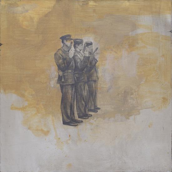 《三个士兵》布面丙烯、铅笔50cmX50cm 2015