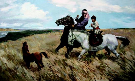 马背上的童年-布面油画-150×250cm-2011年