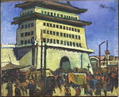 《北京前门》 是刘海粟作于1922年的油画作品。(刘海粟美术馆供图)