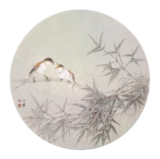 清荫，周中耀，2015 年，纸本设色，直径65cm