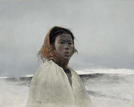 罗中立《红头巾》65×80cm 布面油画 1990