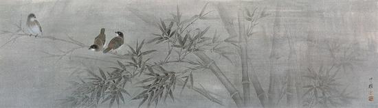 清风劲节，周中耀，2013 年，纸本设色，34cm×135cm