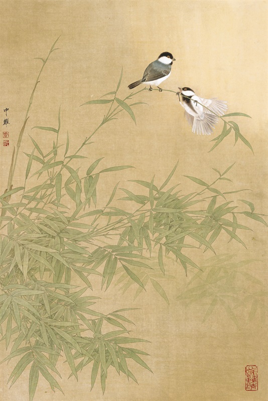 新梢弓动疑风来，周中耀，2000 年，纸本设色，95cm×62cm