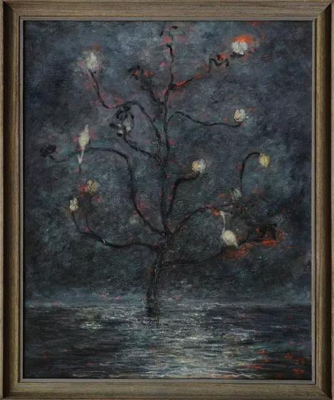 步月，恶之花，布面油画，100x81cm 2013