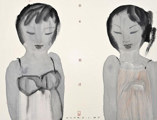 高毅作品 Girls70×92cm 纸本设色2008