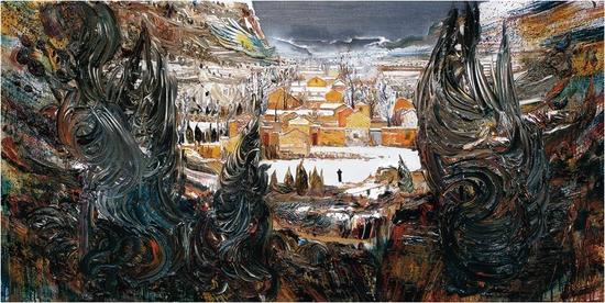 孟新宇作品《我在太行山上想念梵高》布面油画