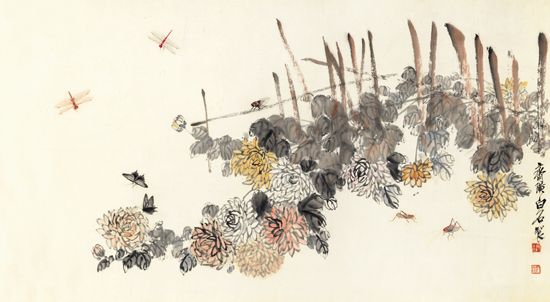 齐白石 《秋声秋色》复制品纸本_148X81cm