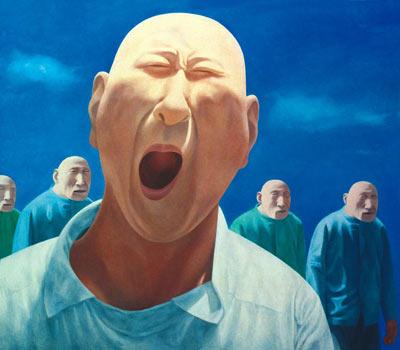 《打哈欠》(方力钧)
