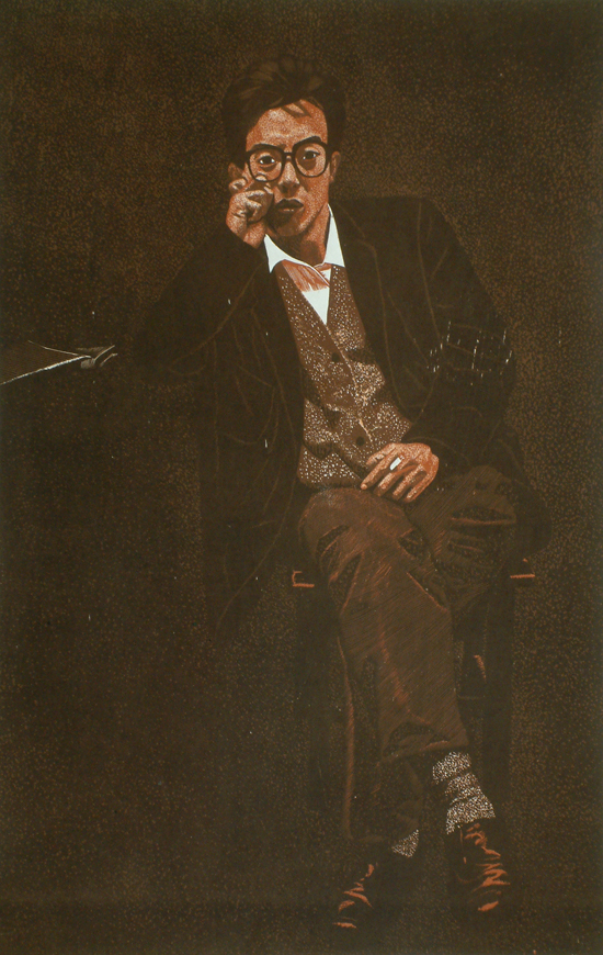 王华祥 整洁的男人—刘晓东 63X40cm 纸本套色木板版画
