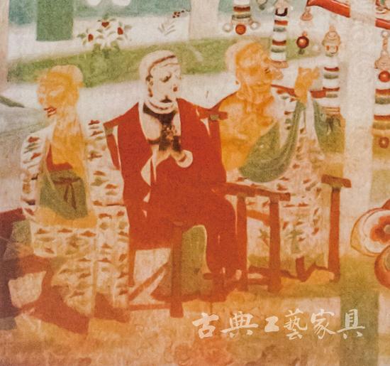 　　图3 舍利弗 壁画细节 《heretic Raudraka》插图。敦煌莫高窟第196窟，晚唐时期（848-907年），参考《敦煌文物研究 四 》P184