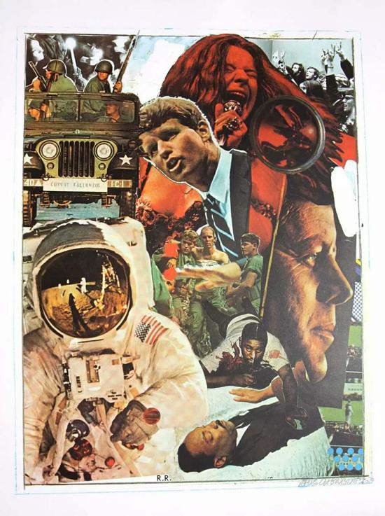 信号》劳申伯格 1970年为丝网印制品，109×109厘米，共印了250张，由卡斯特里版画社出版。