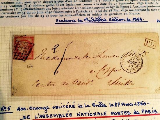 此信由地方邮局寄出，再转寄到了巴黎国家邮政局，最后寄到收信人手里）