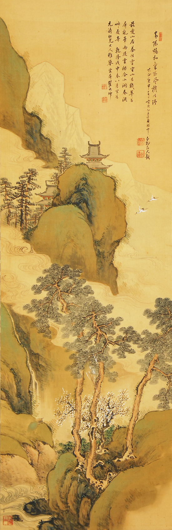 翟大坤 蓬莱仙境 127X41cm 绢本立轴