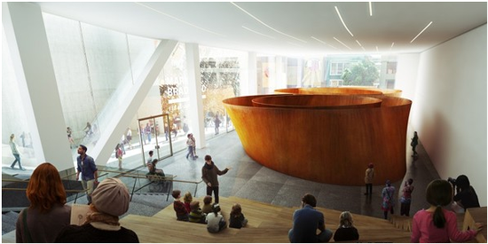 于日前重新开放的旧金山现代艺术博物馆为参观者提供了更多的休息空间。