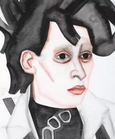 胡子，《Edward Scissorhands》，纸上水粉55.5 X 46厘米，2015