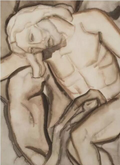 胡子，《Pieta 1734》，纸上水粉，75.5 X 55.5厘米，2015