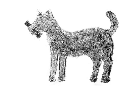 狗和骨头  木刻版画 200cm×140cm 2010年