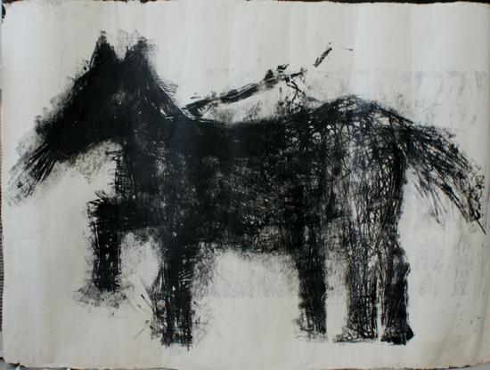 黑马  木刻版画  200cm×150cm 2010年