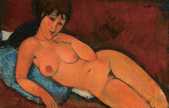 《蓝色垫子上的裸女》（1916年）