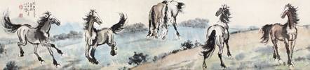 LOT 0070
徐悲鸿(1895-1953) 六骏
1942年作 纸本设色 手卷