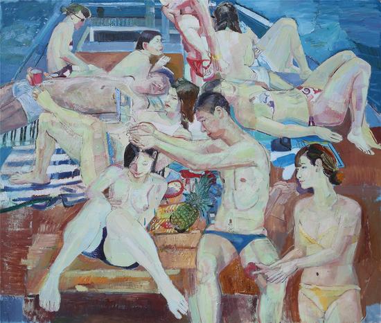 水中の果肉 170×200cm 布面油画2012