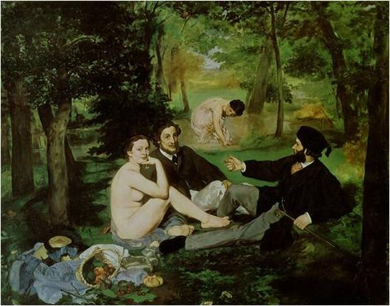 马奈，《草地上的午餐》，1862年，油画