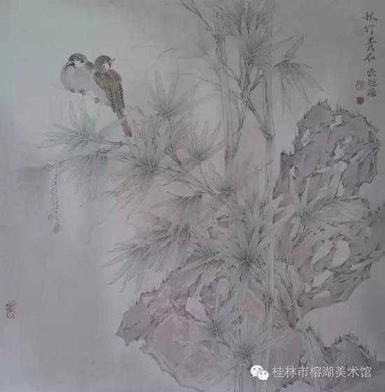 秋竹青石 66×66cm 纸本设色  张超