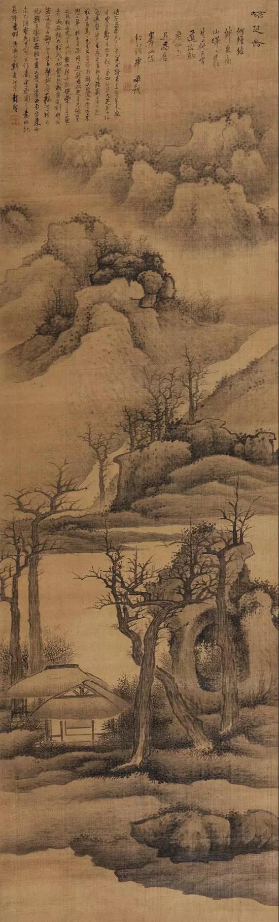 龚贤 培芝图 立轴 水墨绢本，184×55cm