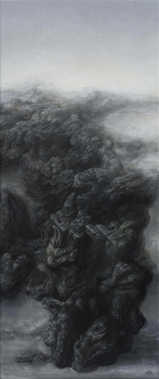 翠麟含泽 Dragon Mountain 布面丙烯 Acrylic on Canvas 44 X 103 cm  2016