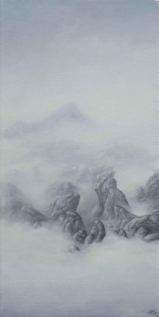 冷屺 Cloudy Mountains 布面丙烯 Acrylic on Canvas 60 X 30 cm  2016