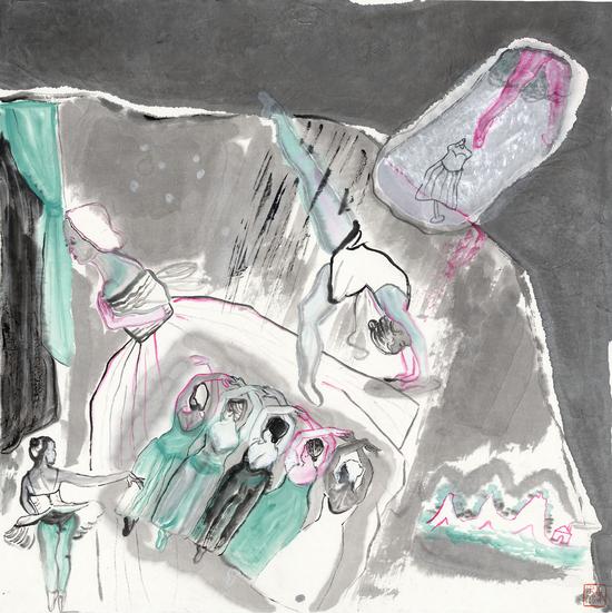 马米娜《舞系列三》68x68cm纸本设色 2016年