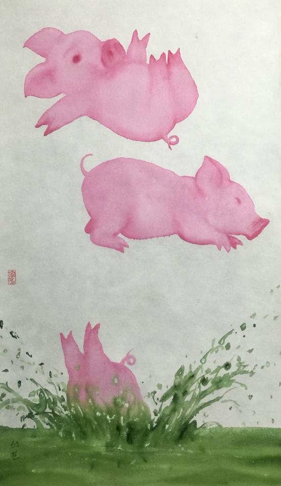 《来了 no.3》 42x71cm 纸本水墨 2016
