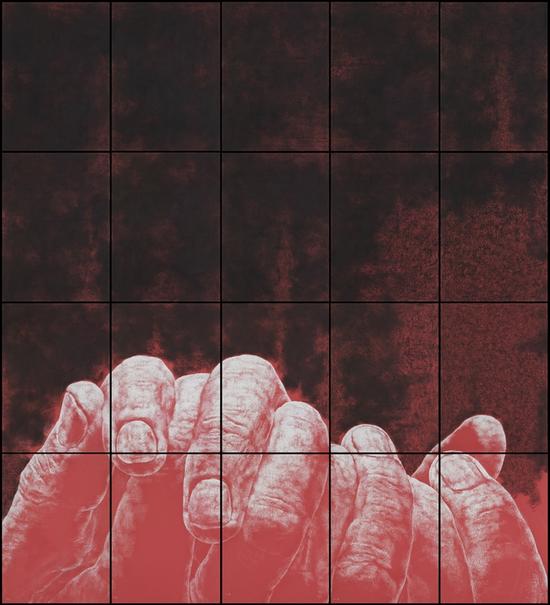 无题3号 纸本色粉 440×400cm（110×80cm×20）2015