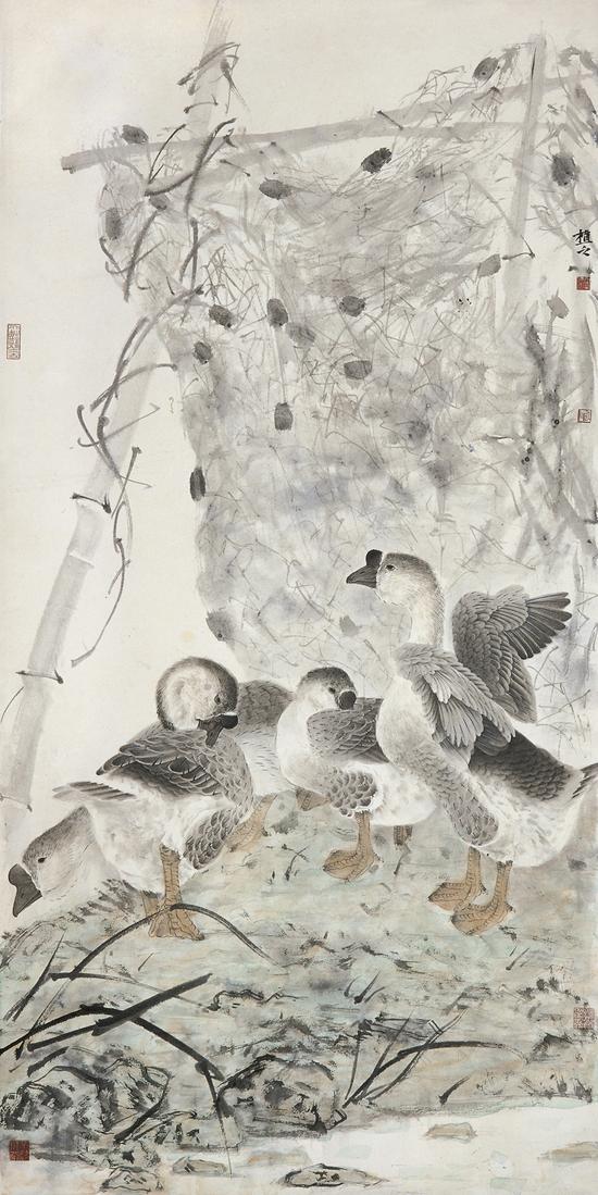 许晓彬 水乡和声 137×69cm 纸本设色 2015年