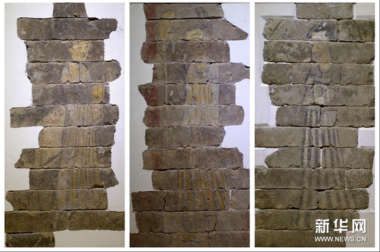 在陕西历史博物馆展出的代壁唐代墓砖壁画